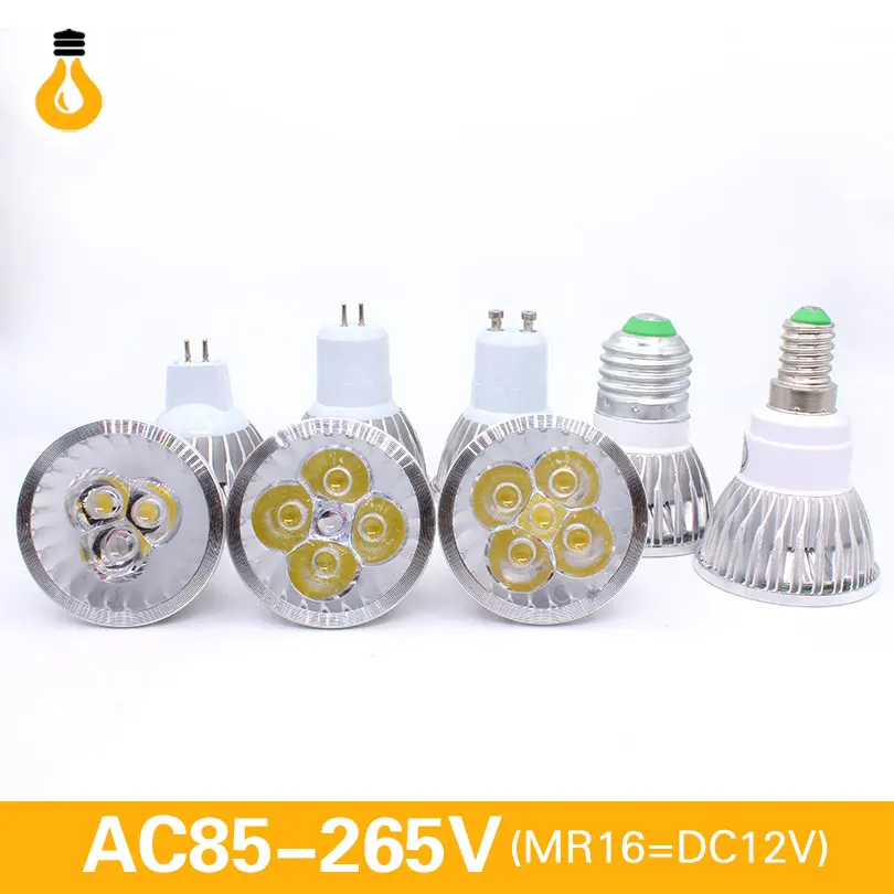 1 шт./лот новинка высокомощный Светодиодный прожектор MR16 GU5.3GU10 E27 9w12w15w с