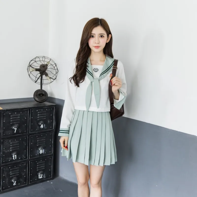 Школьная форма для девочек с длинными рукавами комплект японской школьной формы