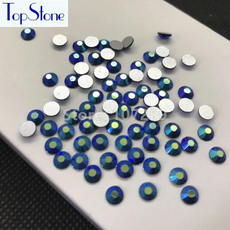 TopStone Изумрудный темно-зеленый AB Цвет ss3-ss30 круглые стеклянные стразы с плоским основанием для дизайна ногтей 3D камни Клей на не горячей фиксации Стразы