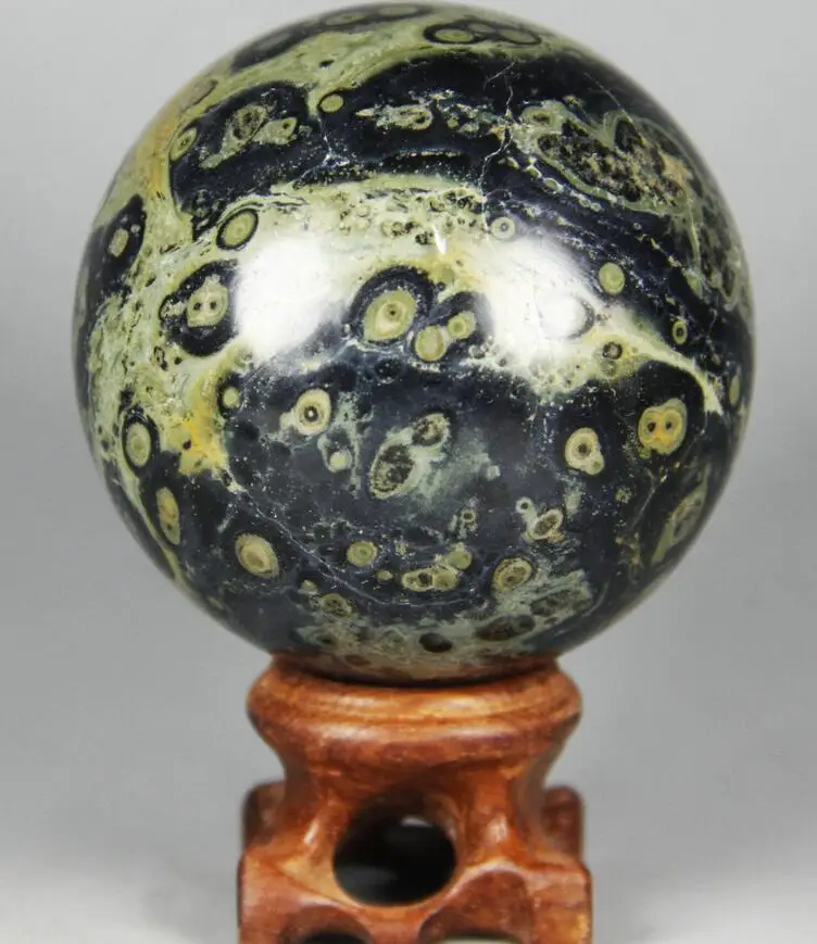 

EYE GREEN KAMBABA JASPER STROMATOLITE FOSSIL SPHERE-MADAGASCAR