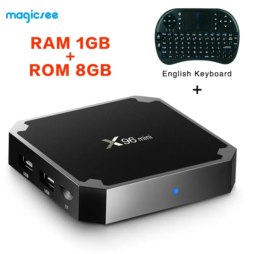 1g with i8 EN Magicsee X96 Мини ТВ приставка Android 7,1 Смарт ТВ приставка 2 Гб 16 Гб четырехъядерный процессор Amlogic S905W 2,4 ГГц WiFi приставка 1 ГБ 8 ГБ ТВ приставка - Цвет: 1g with i8 EN
