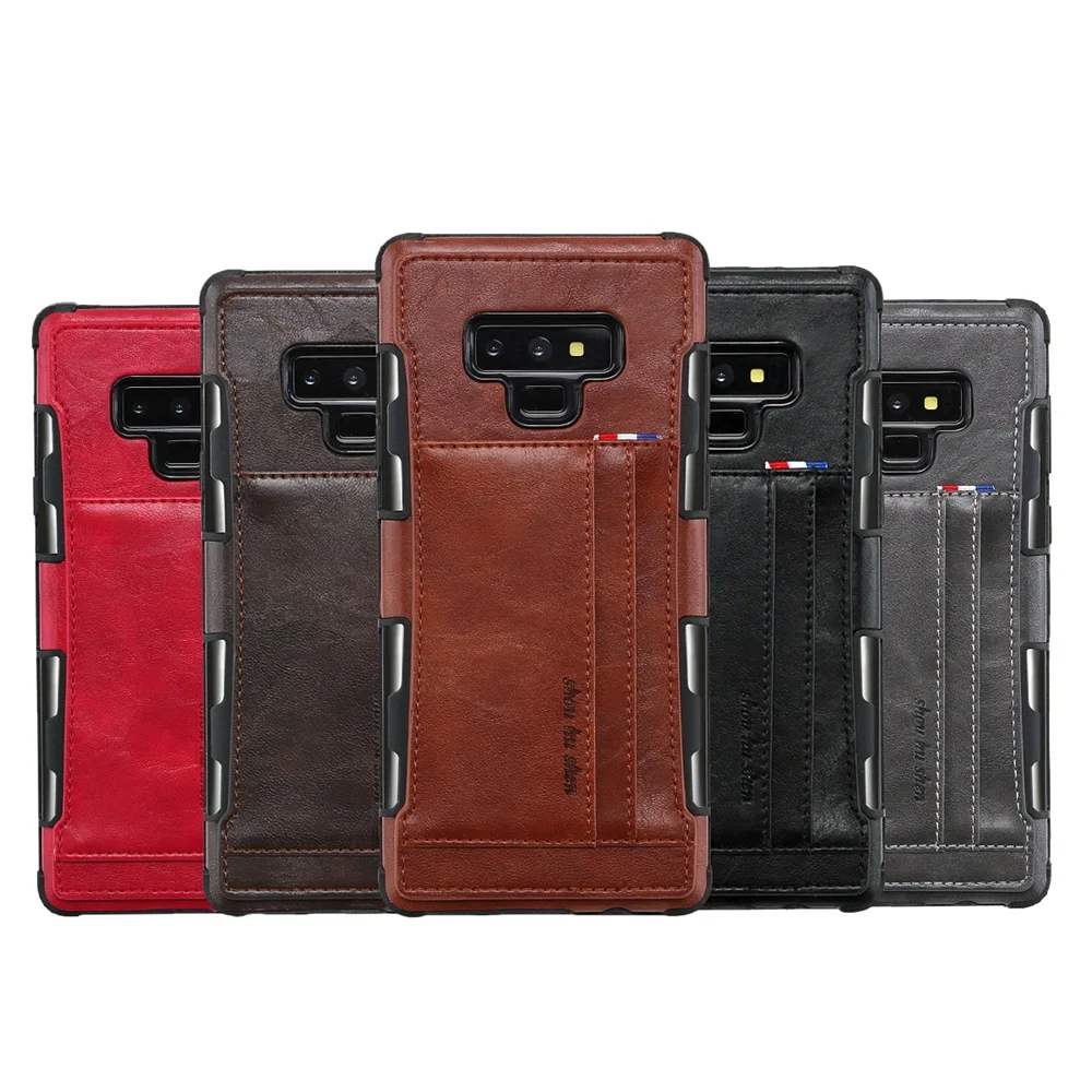 Кожаный чехол в стиле ретро с отделением для карт Samsung Galaxy S9 S8 Plus ударопрочный