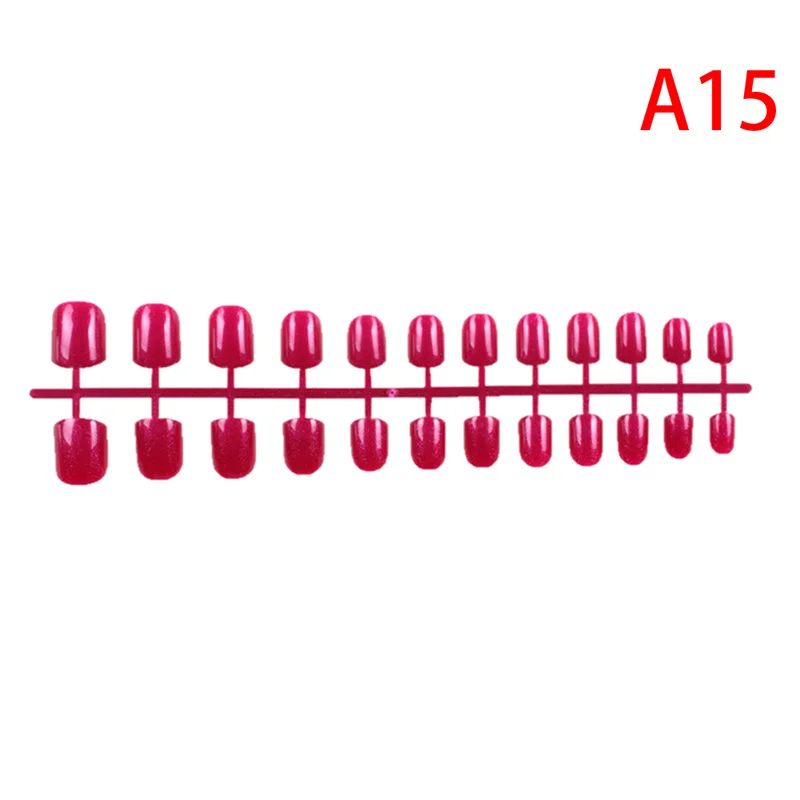 15 31 цвет, 24 шт., короткие накладные ногти, искусственные ногти ABS, накладные ногти, прессованные короткие круглые украшения для ногтей - Цвет: 15
