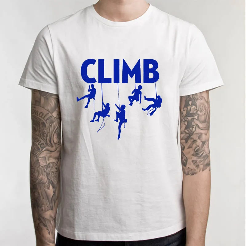 WHITE Eat Sleep Climber Футболка мужская летняя новая модная стильная футболка с коротким рукавом и вырезом лодочкой футболки с принтом - Цвет: WHITE
