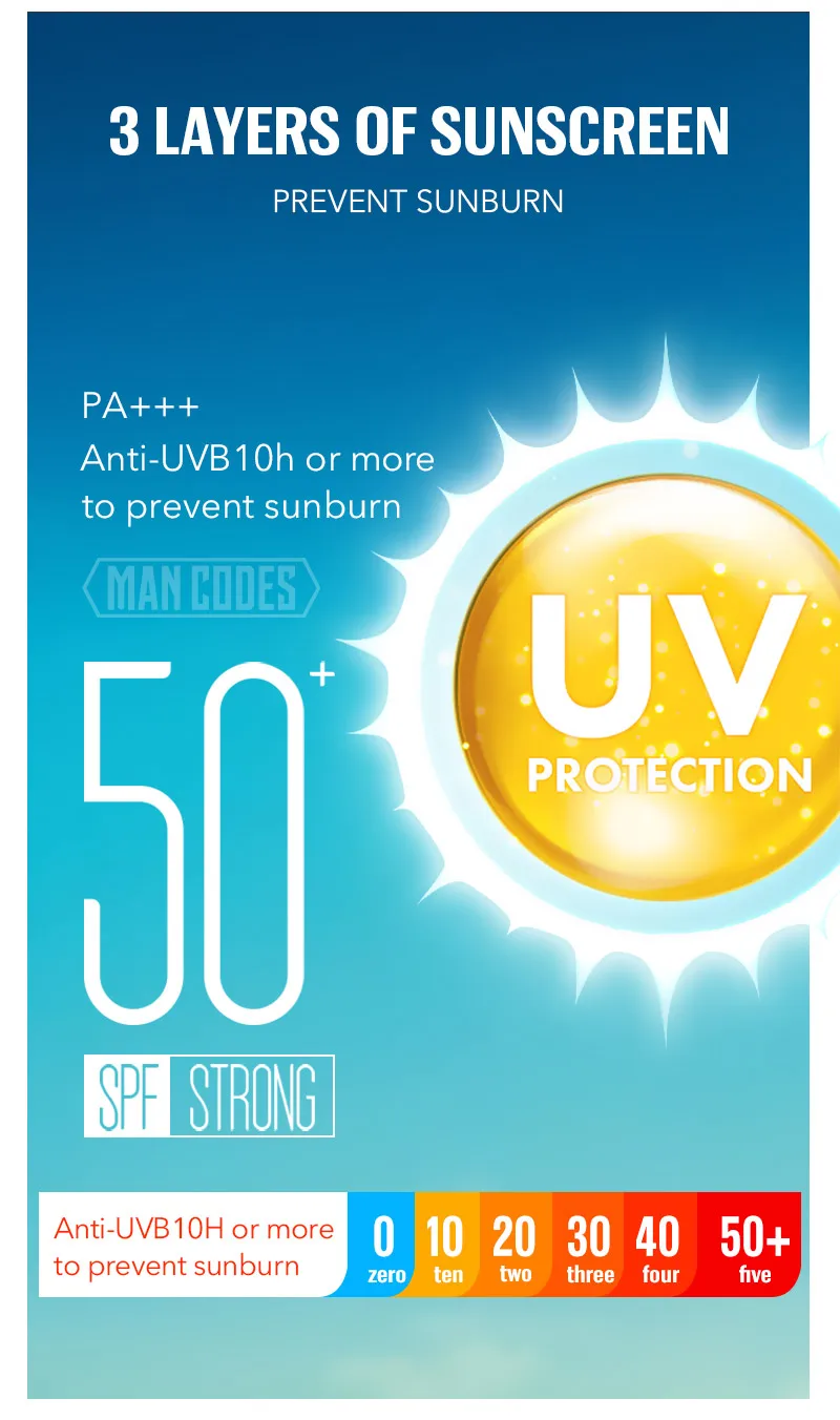Mancodes 80g мужские солнцезащитный крем для лица крем SPF50+ изоляция УФ-защитой от солнечных лучей, тело солнцезащитный крем отбеливающий консилер крем от солнца