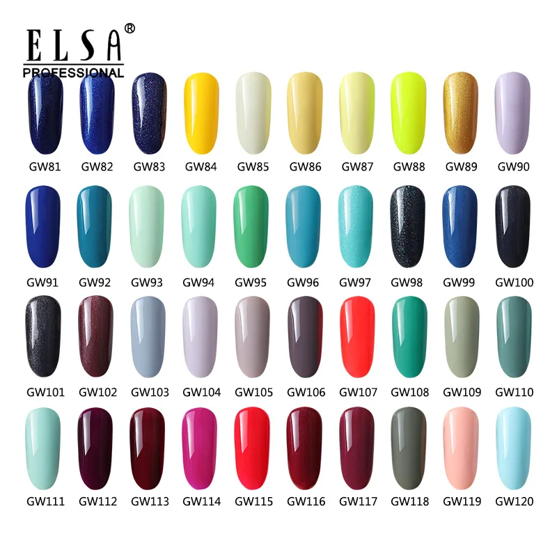 

ELSA Gel Nail Polish for Manicure Semi Permanent Nail Art Salon Tip 15ml Classical Soak off UV LED Gel Varnish 120 Colors