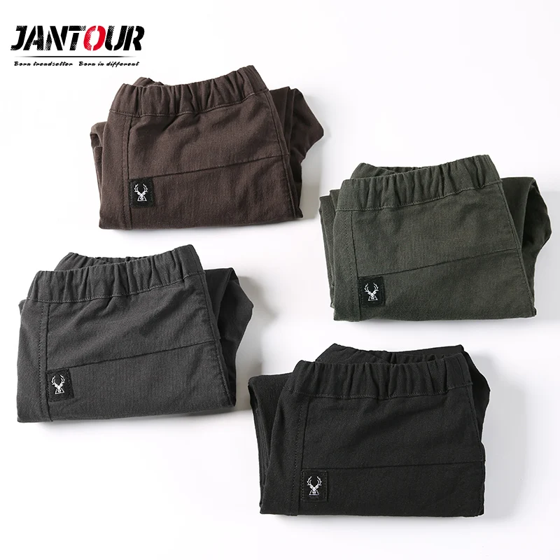 Jantour Мужская Мода однотонный деловой Повседневное брюки Для мужчин Фирменное высококлассное Для мужчин джинсы для женщин прямые брюки для активного отдыха с отделкой: Мужской