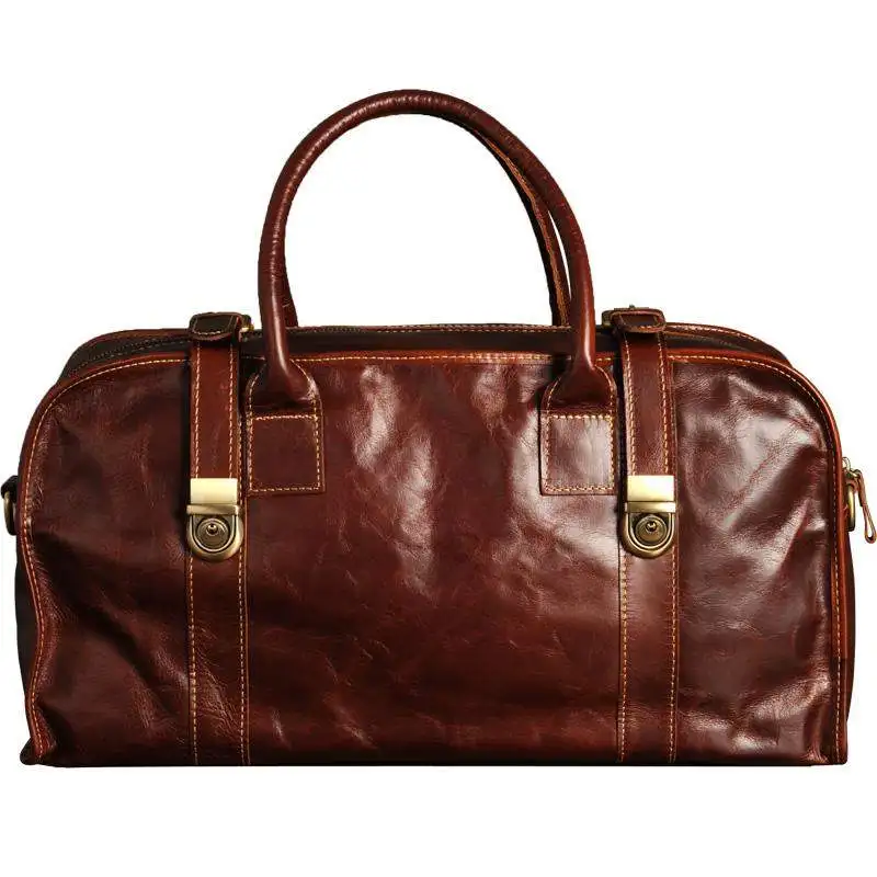 

Luxury European Fashion Genuine Leather Men's Travel Bags Perfect Quality ManTravel Duffle Large Vintage Oil Wax Cow Leather Bag