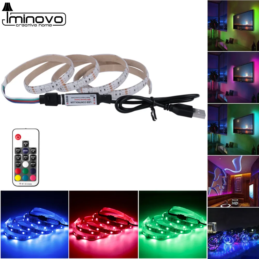 Гибкая светодиодная лента 5 в постоянного тока USB 5050 RGB 50 см 1 м 2 3 м|Светодиодные