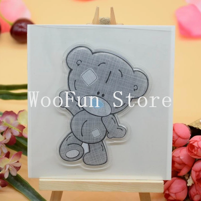 Резиновый прозрачный штамп с мультяшным медведем для изготовления открыток