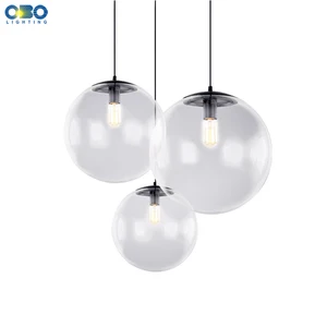 Стеклянная Подвесная лампа E27 для гостинойстоловойспальни, современное освещение, винтажный шнур, подвесные светильники, светодиодные прозрачные стеклянные шары
