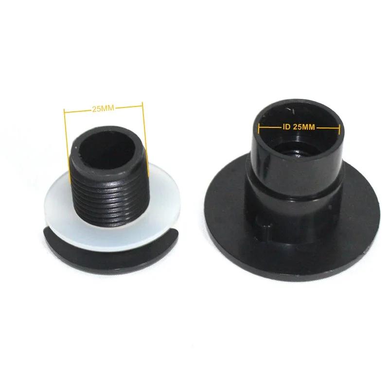 ID 25mm Drain Black NuoNuoWell 1 шт. аквариум морской штуцер трубы сливной соединитель переборки с клапан OD 20/25 мм трубы адаптер аквариум поставки пруда - Цвет: ID 25mm Drain Black