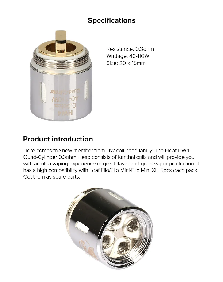 10 шт. оригинальные катушки Eleaf HW 0.2ohm 0.3ohm 0.25ohm HW1 HW2 HW3 HW4 для Ikonn 220 Kit ELLO Mini или ELLO Mini XL Атомайзер