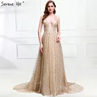 Роскошные шикарные сексуальные тюлевые вечерние платья с глубоким v-образным вырезом 2021 Сексуальные вечерние платья без рукавов с открытой спиной LA6251