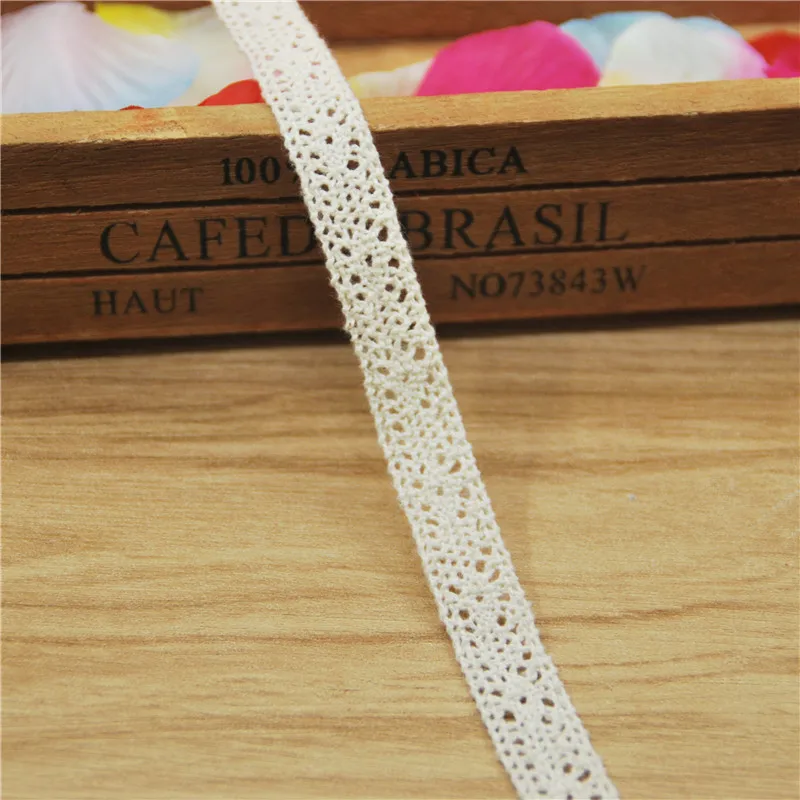 Модная оптовая продажа 12 мм хлопковая кружевная отделка цвета слоновой кости