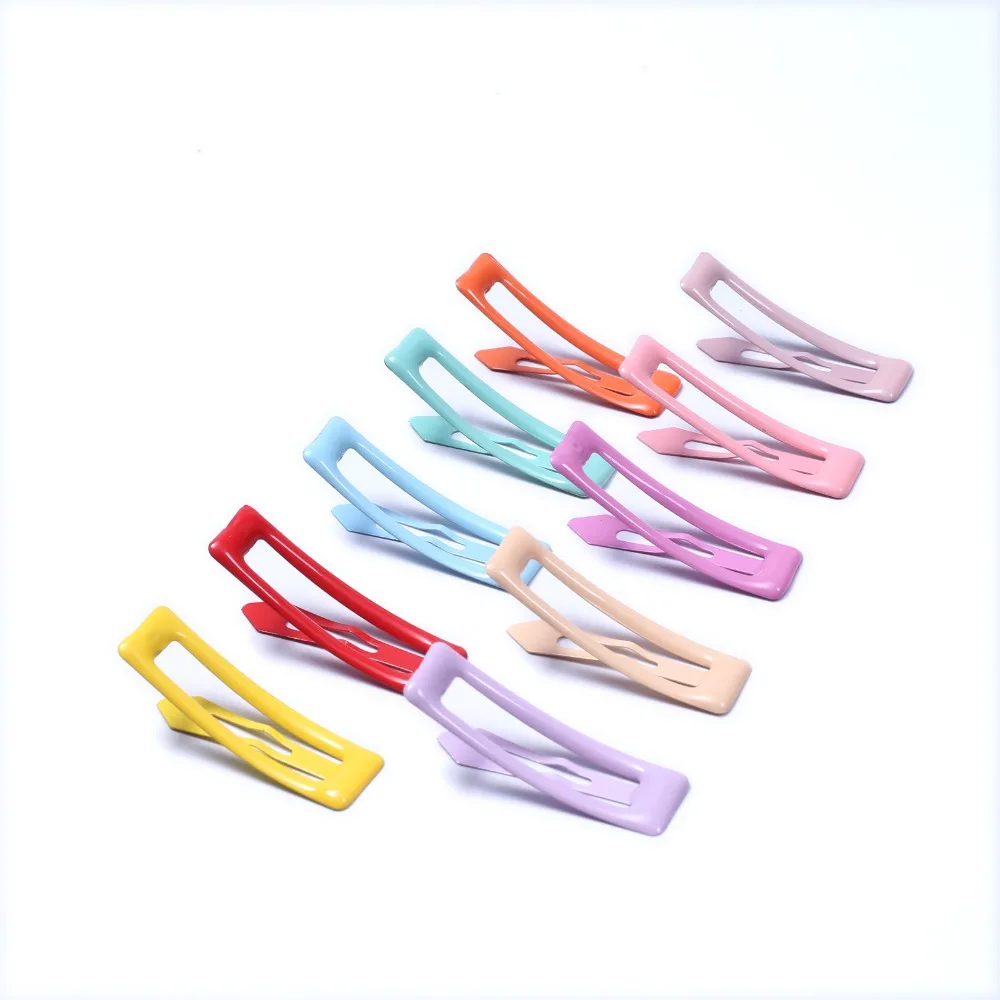 10pcs Baby Snap Hair Clips Children Colorful Women Metal Barrettes Rectangle Hairpin Accessories for Girls Hairgrips 5cm |