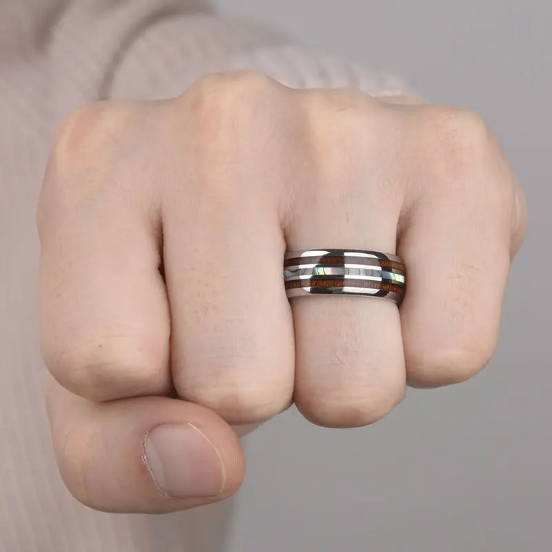 Черные кольца из карбида вольфрама шириной 8 мм для мужчин инкрустация