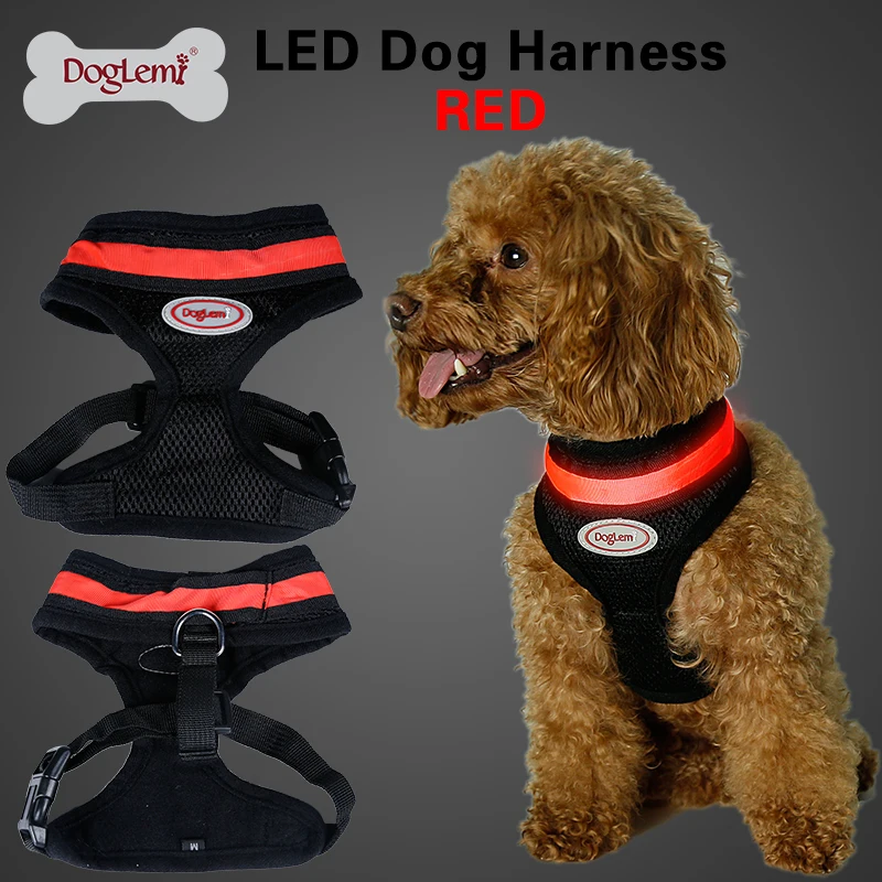 Мигающий светодиодный поводок для домашних животных сетчатый жилет собак 4 вида