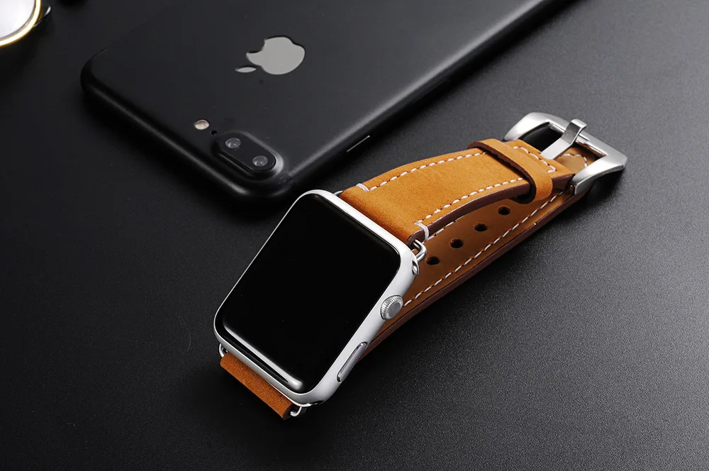 Натуральная кожа Смотреть band ремни для apple watch series 1 2 3 iwatch ремешки большой пряжкой