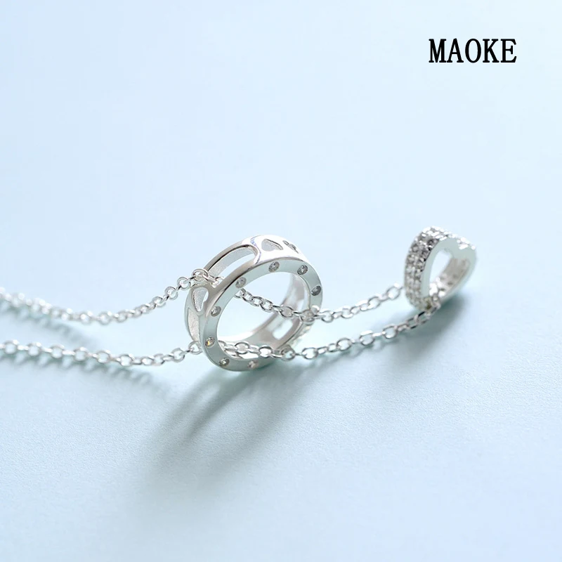 

S925 Sterling SV Simple Ring Short Clavicle Chain for Women's Fashion Gifts