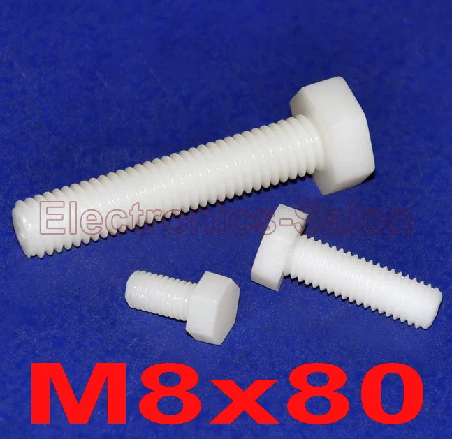 (10 шт./лот) метрический M8 x 80 мм нейлоновый шестигранный болт винт.|nylon hex bolt|hex boltm8 bolt
