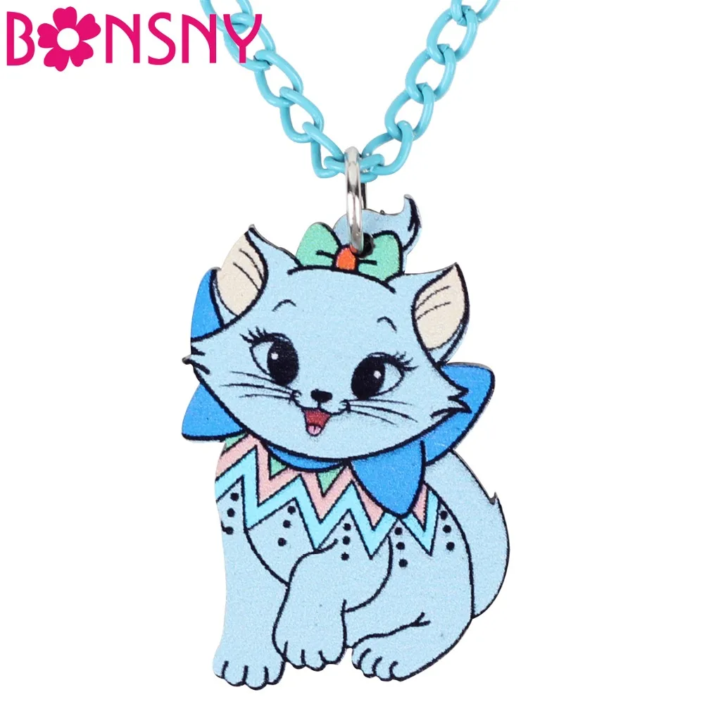 Женская акриловая подвеска с изображением котенка Bonsny изящная кошки и цепочкой