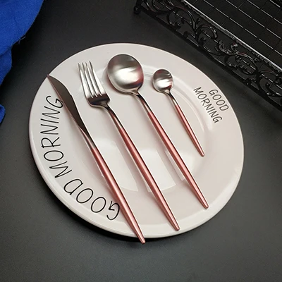 Лидер продаж 4 шт./компл. белое золото Европейский нож Столовые приборы 304 Нержавеющая сталь в западном стиле столовый набор для кухни Еда посуды - Цвет: pink silver 4pcs