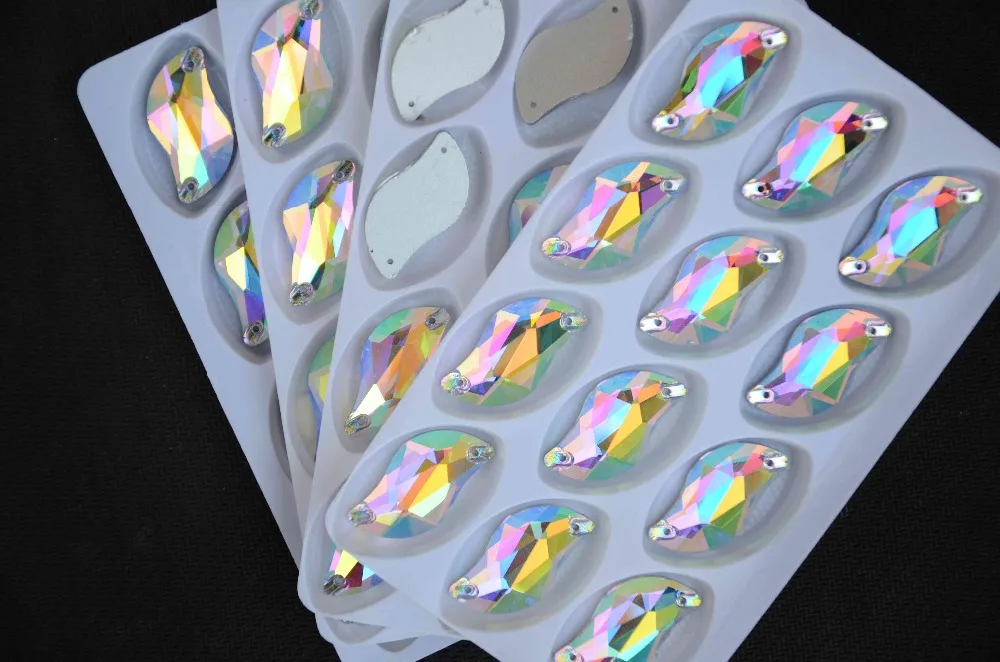 Пришивные камни в форме кристалла всех размеров блестящий прозрачный АБС с