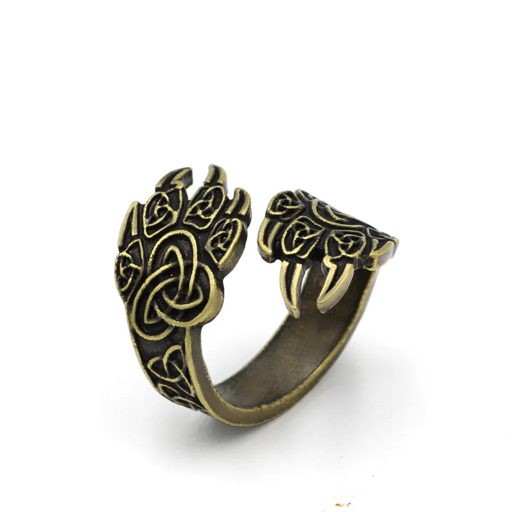Мужское кольцо Селтика Odin Волчья лапа в стиле норвежских викингов Регулируемые