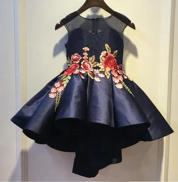 Baby girls elegant train lace dresses children satin pink purple red kids long tail evening gown party wedding christmas | Детская