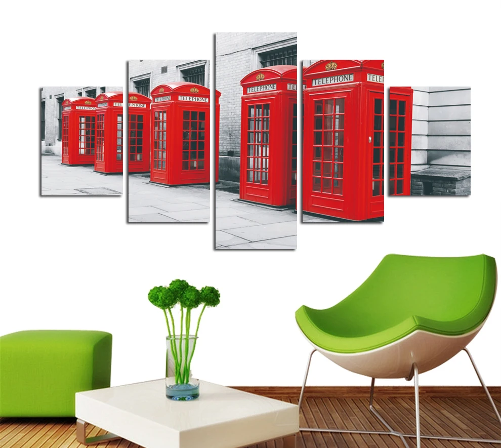 Новый В 2018 холст PaintingTelephone киосках 5 шт. Холст Аватар для печати на стене Гостиная