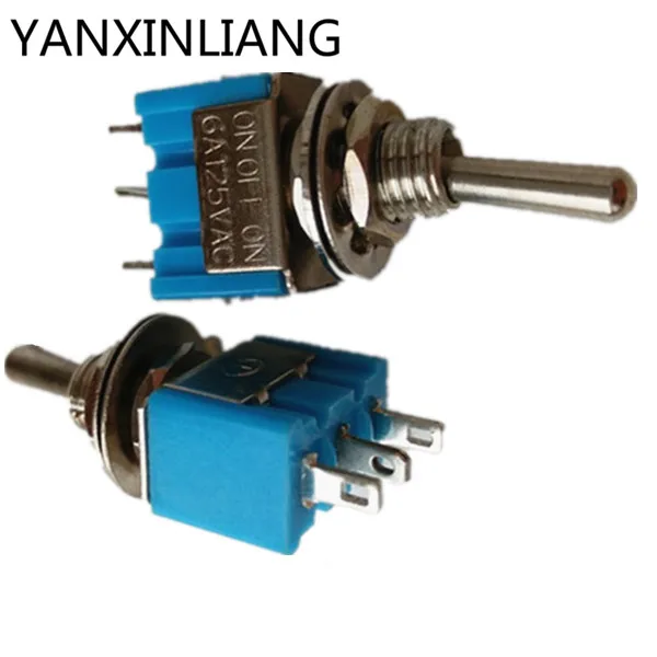 10 шт. MTS-103 3-контактный ВКЛ-ВЫКЛ-ВКЛ 6A 125V 3A250VAC Мини Синие тумблеры | Обустройство