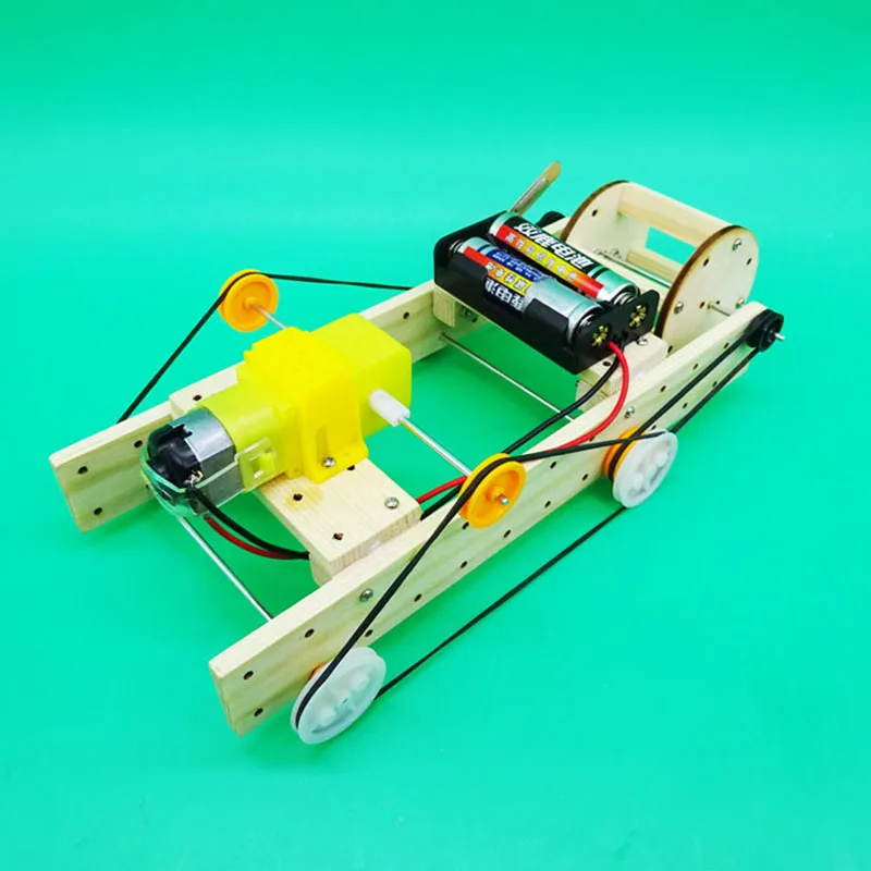 DIY Technology Sweeping robot belt electric trolley education assembling model Manual work toy technology |
