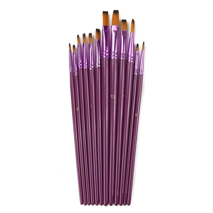 Набор кистей из нейлона для рисования акварелью 12 шт./лот|paint brush set|hair paint brushpaint |