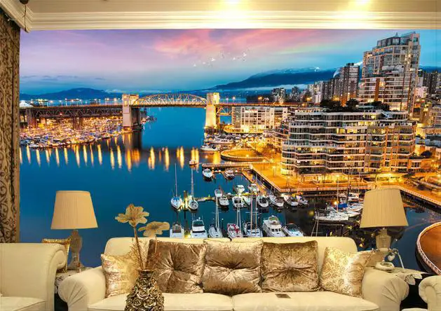 Wallpaper Night TV backdrop of the city mural wallpaper wall paper papel de parede stickers wallpaper20151083 | Обустройство дома