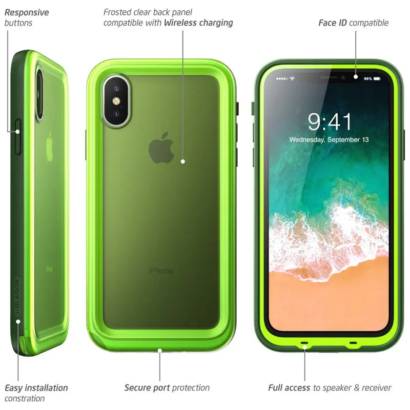 Для iphone X Xs чехол, 5,8 дюймов, i-Blason Aegis, водонепроницаемый чехол, полный корпус, прочный Чехол со встроенной защитной пленкой