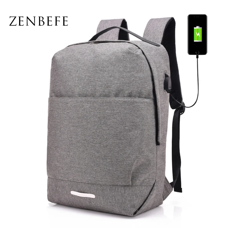 Рюкзак ZENBEFE мужской для ноутбука 15 дюймов Простой Школьный ранец с USB-зарядкой