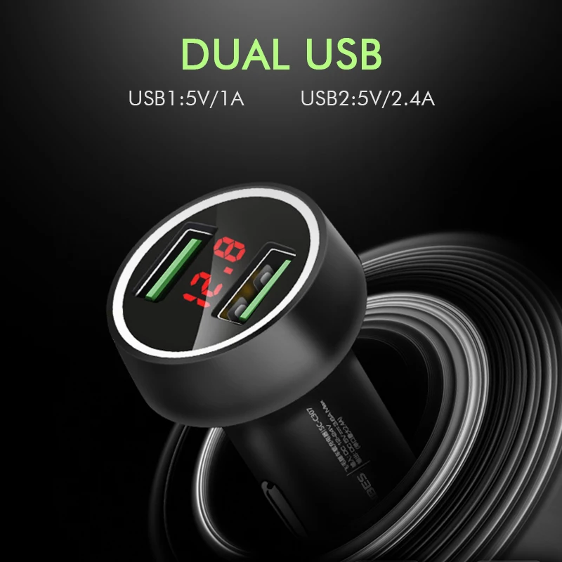 ANBES двойной зарядное устройство usb 5В адаптер 2.4A цифровой светодиодный