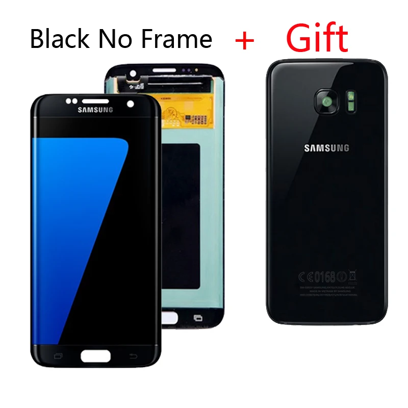 Black No Frame ЖК-дисплей 5,5 ''с функцией сгорания теней для SAMSUNG Galaxy S7 Edge G935 G935F G935FD, сенсорный ЖК-экран с подарком, задняя крышка S7edge - Цвет: Black No Frame
