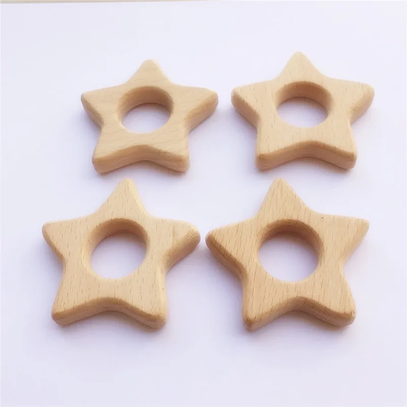 Ченкэй 10 шт. деревянный Прорезыватель зубов в виде звезды кольцо Nature детская