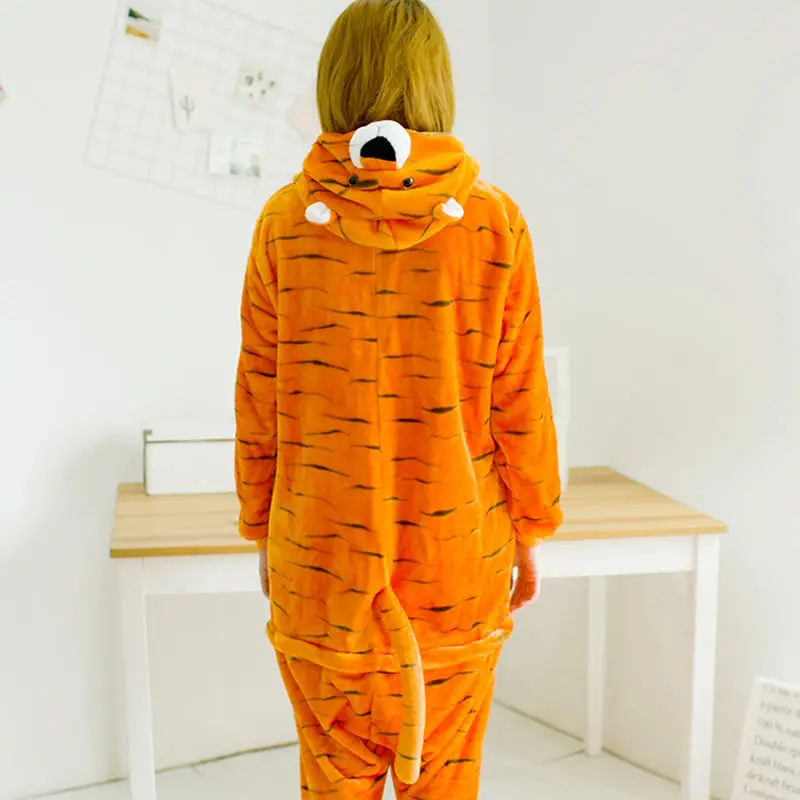 Кигуруми Тигр с длинным рукавом капюшоном комбинезоны зима Kegurumi Домашняя одежда