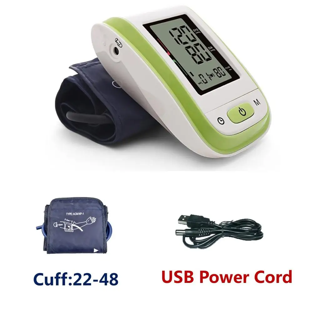 Green Cuff22-48 USB Медицинское оборудование, тонометр, цифровой натяжитель верхней руки, прибор для измерения артериального давления, BP манжета 22-32/22-48 - Цвет: Green Cuff22-48 USB