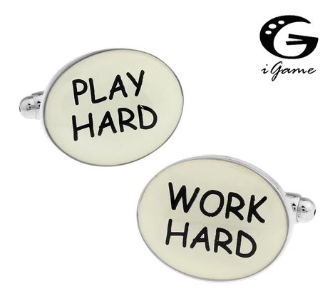 Модные мужские запонки для работы медный материал белый цвет PLAY HARD WORK HARD|Зажимы