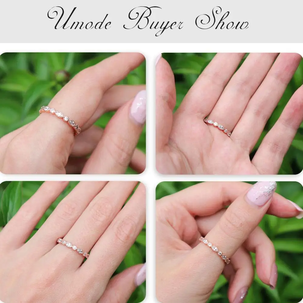 UMODE обручальные кольца для женщин ранние обещания женское розовое золото цвет