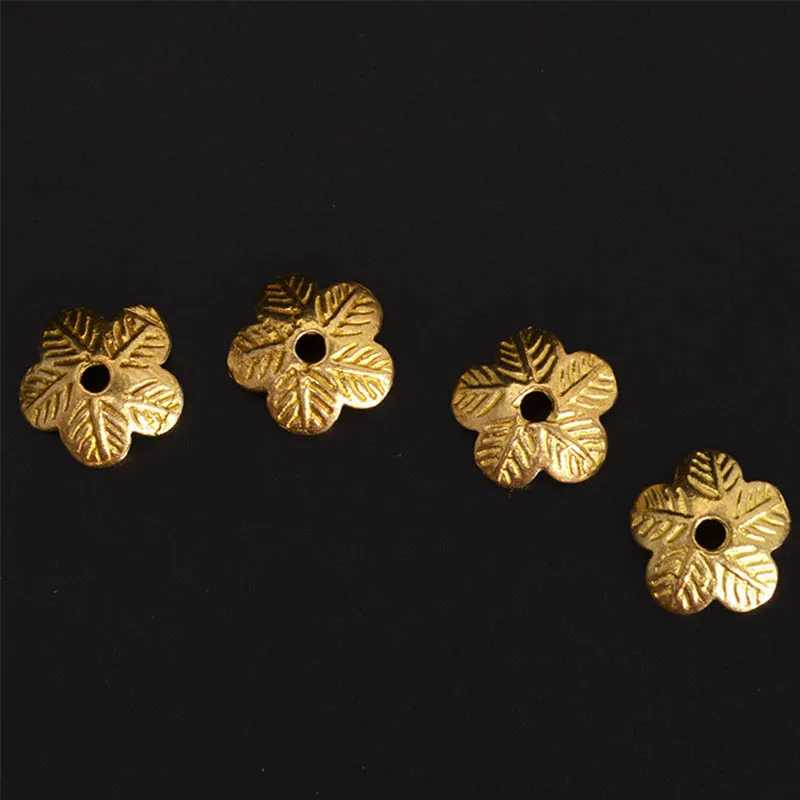 

10pcs/lot Vintage Copper Flower Bead Caps Receptacle 9mm Brass Spacer Ornament Tassel Beads End Caps DIY Jewelry Accessories