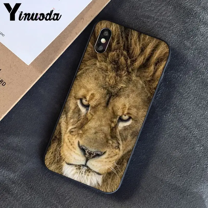 Yinuoda Lion tiger Модный милый животный черный чехол для телефона чехол для Apple iPhone 8 7 6 6S Plus X XS MAX 5 5S SE XR чехлы