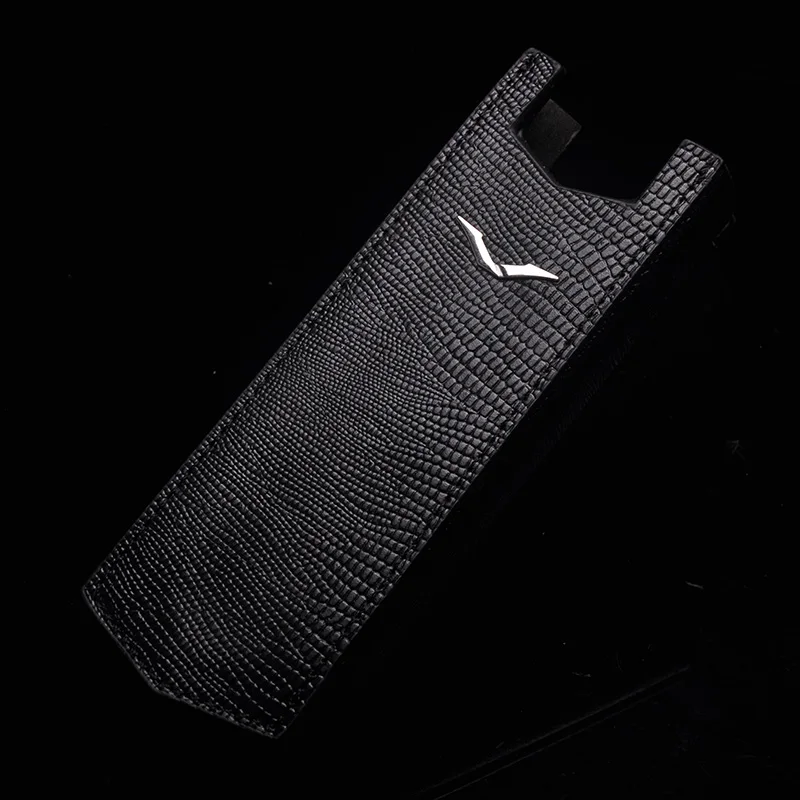 Роскошный прямой чехол из натуральной кожи в деловом стиле для Vertu Signature S CEO 168, полностью защитный чехол для мобильного телефона - Цвет: Black Snakeskin