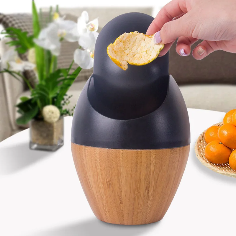

Bamboo Waste Bin Home Kitchen Desktop Mini Trash Can with Lid Table Sundries Garbage Storage Buckets Household Cleaning Tools