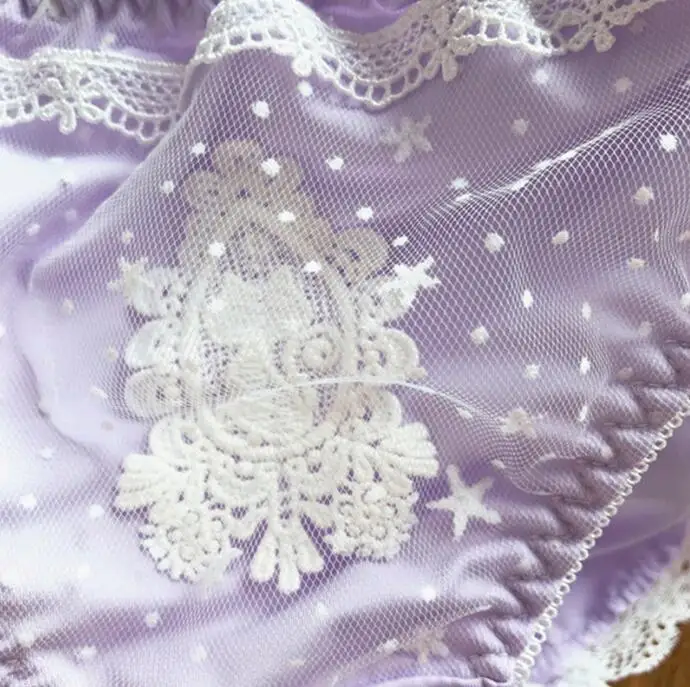 Новое поступление реальное фото M L XL молочный шелк милые Лолита Kawaii вышивка трусики нижнее белье трусики WP571