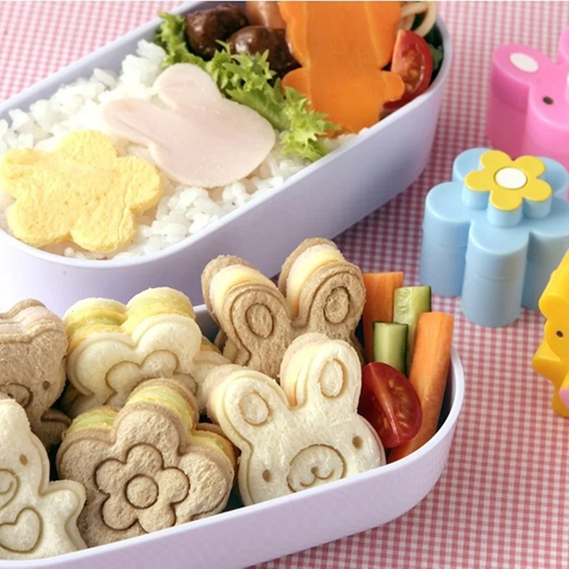 

3 PCS Sandwich Crust Cutter Cookie Bread Mold Bento Maker Rabbit Panda Flower [4]